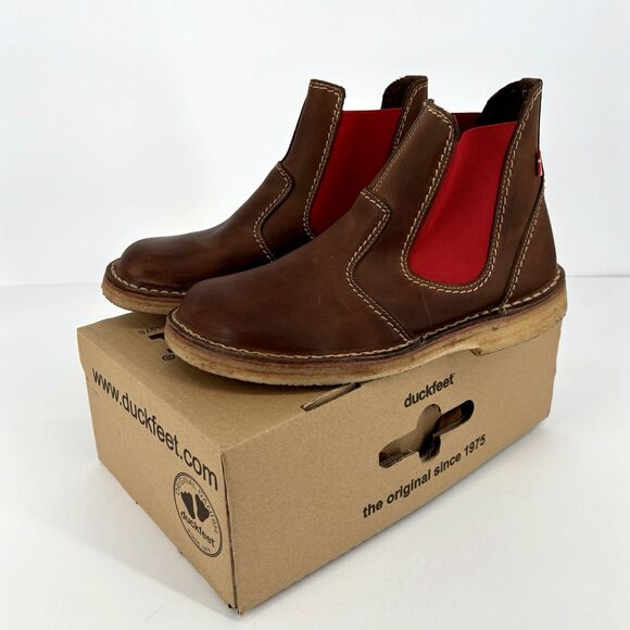 Duckfeet ROSKILDE Chelsea Boots Cocoa/Red EU SIZE 41 (US 8.5) NIB main image 7
